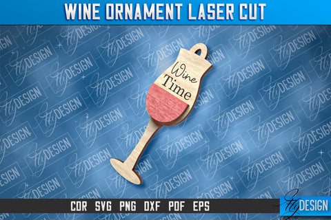 Wine Ornament Laser Cut | Laser Cut SVG | CNC File SVG Fly Design 