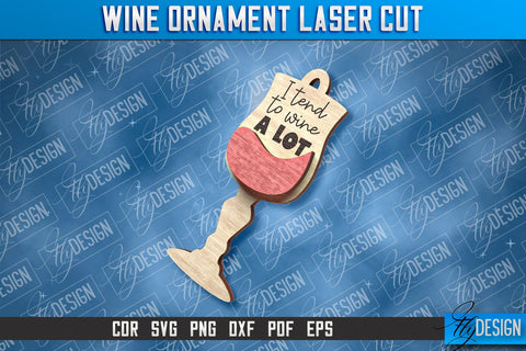 Wine Ornament Laser Cut | Laser Cut SVG | CNC File SVG Fly Design 