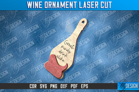 Wine Ornament Laser Cut | Laser Cut SVG | CNC File SVG Fly Design 