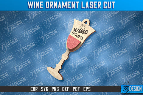 Wine Ornament Laser Cut | Laser Cut SVG | CNC File SVG Fly Design 