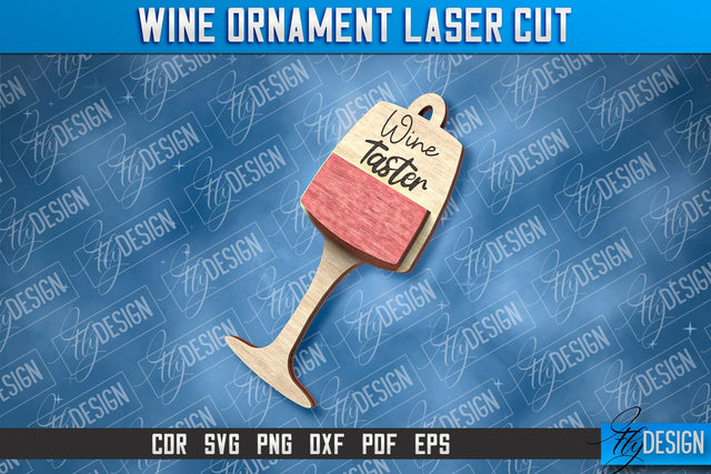 Wine Ornament Laser Cut | Laser Cut SVG | CNC File SVG Fly Design 