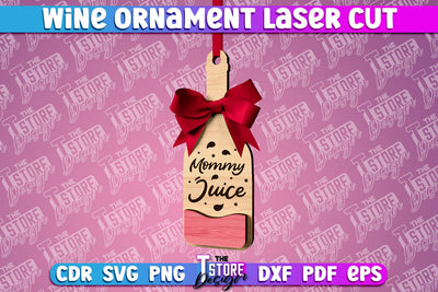 Wine Ornament Laser Cut | Laser Cut SVG | CNC File SVG The T Store Design 