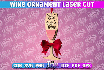 Wine Ornament Laser Cut | Laser Cut SVG | CNC File SVG The T Store Design 
