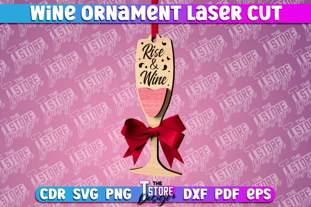 Wine Ornament Laser Cut | Laser Cut SVG | CNC File SVG The T Store Design 