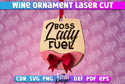 Wine Ornament Laser Cut | Laser Cut SVG | CNC File SVG The T Store Design 