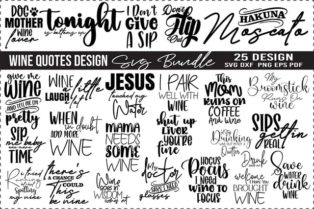 Wine Quotes SVG Bundle Digital Pattern orpitasn 