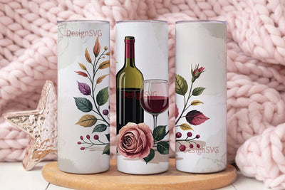 Wine & Roses 20oz Tumbler Wrap Sublimation DesignSVG 
