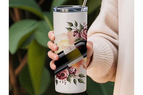 Wine & Roses 20oz Tumbler Wrap Sublimation DesignSVG 