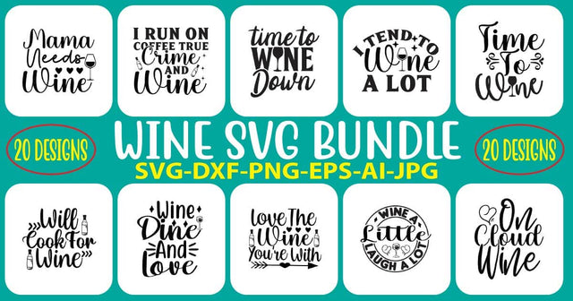 Wine SVG Bundle SVG Syaman 