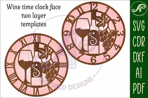 Wine wall clock laser cut files, SVG file SVG APInspireddesigns 