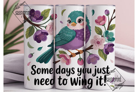 Wing It Bird 20oz Tumbler Wrap Sublimation sassyprint 