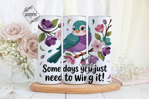 Wing It Bird 20oz Tumbler Wrap Sublimation sassyprint 