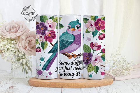 Wing It Bird 20oz Tumbler Wrap Sublimation sassyprint 