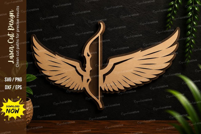 Winged Bow Arrow SVG Laser Cut Svg Design SVG Regulrcrative 