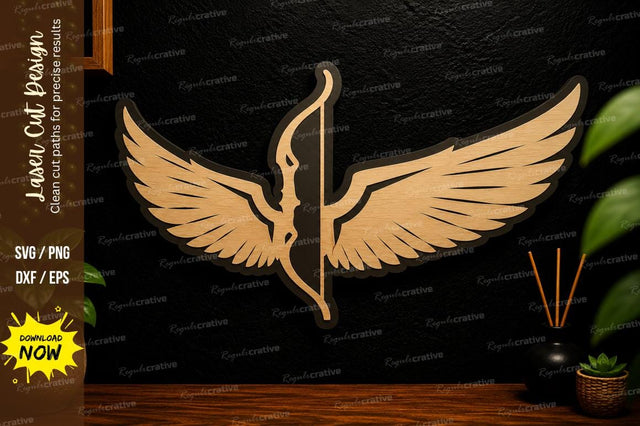 Winged Bow Symbol Laser Cut Svg Design SVG Regulrcrative 