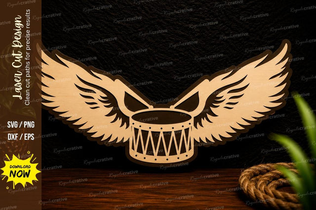Winged Drum Laser Cut Svg Design SVG Regulrcrative 