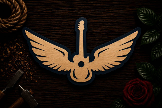 Winged Guitar Music Laser Cut SVG File SVG Regulrcrative 
