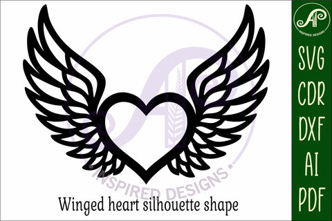 Winged heart wall sign, SVG file. SVG APInspireddesigns 