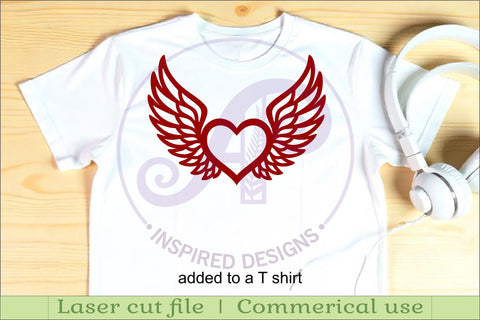 Winged heart wall sign, SVG file. SVG APInspireddesigns 