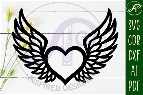 Winged heart wall sign, SVG file. SVG APInspireddesigns 