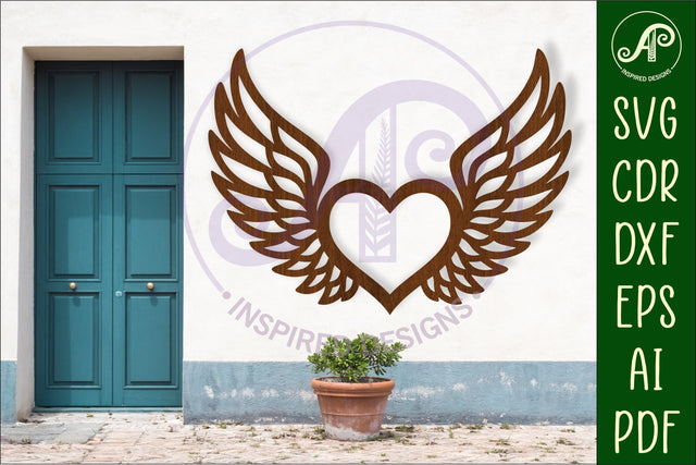 Winged heart wall sign, SVG file. SVG APInspireddesigns 