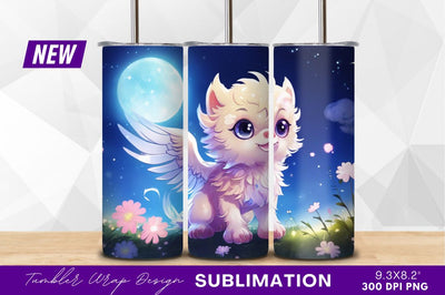 Winged kitty fantasy under moonlit sky Sublimation Regulrcrative 