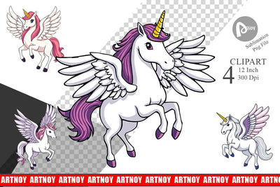 Winged Unicorn Clipart Sublimation artnoy 