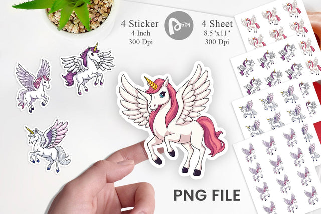 Winged Unicorn Sticker Sublimation artnoy 