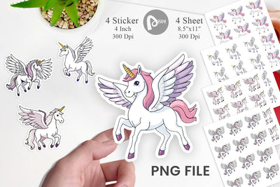 Winged Unicorn Sticker Sublimation artnoy 