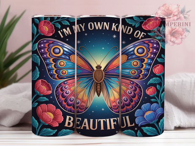 Wings of Confidence Butterfly Tumbler, Inspirational Tumbler Design, Self Love Tumbler Wrap, I'm My Own Kind Of Beautiful, 20oz Motivational Tumbler, Unique Beauty Sublimation Sublimation Li Zamperini 