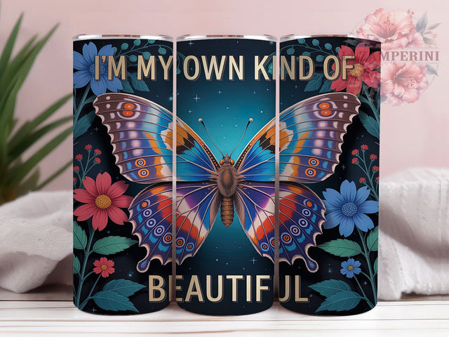 Wings of Confidence Butterfly Tumbler, Inspirational Tumbler Design, Self Love Tumbler Wrap, I'm My Own Kind Of Beautiful, 20oz Motivational Tumbler, Unique Beauty Sublimation Sublimation Li Zamperini 