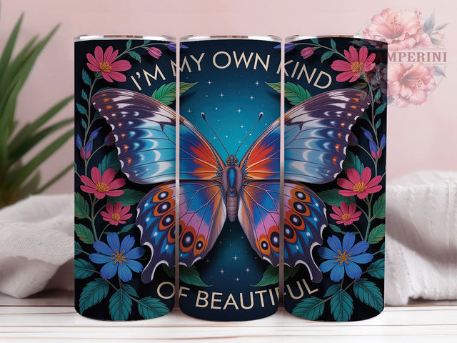 Wings of Confidence Butterfly Tumbler, Inspirational Tumbler Design, Self Love Tumbler Wrap, I'm My Own Kind Of Beautiful, 20oz Motivational Tumbler, Unique Beauty Sublimation Sublimation Li Zamperini 