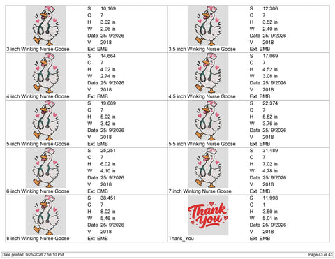 Winking Nurse Goose Embroidery Design – Cute Goose Nurse Stethoscope Machine Embroidery File Embroidery/Applique DESIGNS PatternFeed8 