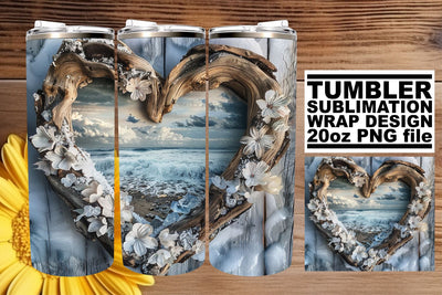 Winter 3D Heart Frame Tumbler Wrap Sublimation 20oz Holiday Sublimation afrosvg 