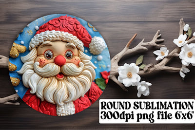 Winter 3D Santa Claus Keychain Round Design PNG Sublimation Sublimation afrosvg 