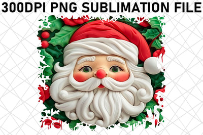 Winter 3D Santa Claus Printable PNG Sublimation afrosvg 