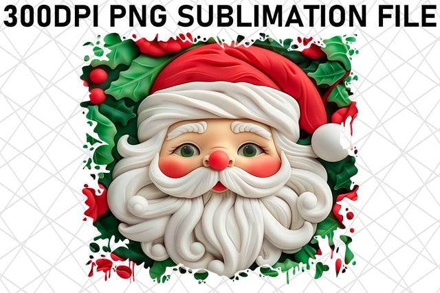Winter 3D Santa Claus Printable PNG Sublimation afrosvg 