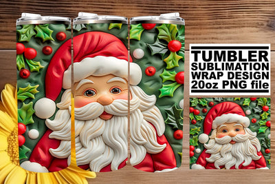 Winter 3D Santa Claus Wrap | 20oz Tumbler Design Sublimation afrosvg 