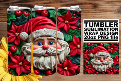 Winter 3D Santa Claus Wrap | 20oz Tumbler Sublimation Sublimation afrosvg 