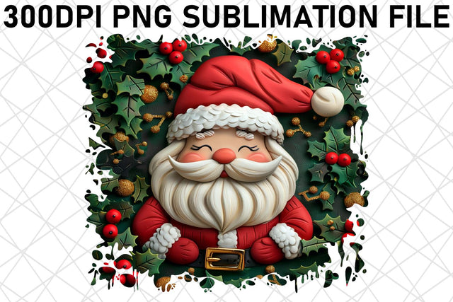 Winter 3D Santa Printable PNG Christmas Sublimation afrosvg 