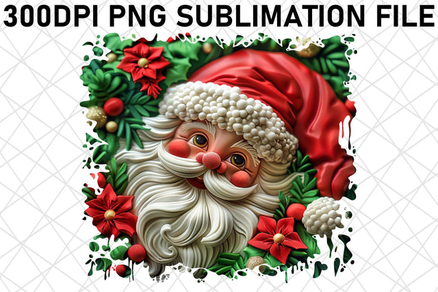Winter 3D Santa Round Design PNG Christmas Sublimation afrosvg 