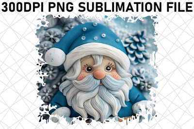 Winter 3D Santa Round Design PNG Christmas Sublimation afrosvg 