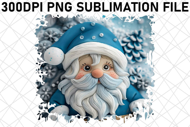 Winter 3D Santa Round Design PNG Christmas Sublimation afrosvg 