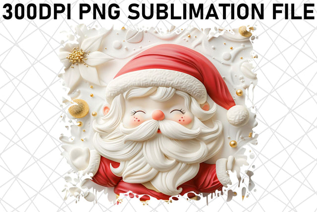 Winter 3D Santa Round Design PNG Festive Sublimation afrosvg 