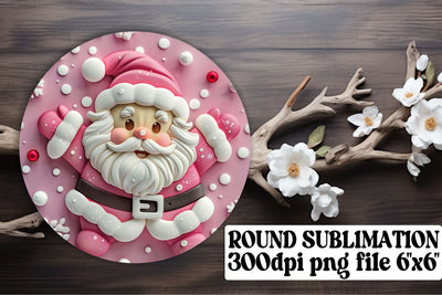 Winter 3D Santa Round Keychain Design PNG Festive Sublimation afrosvg 