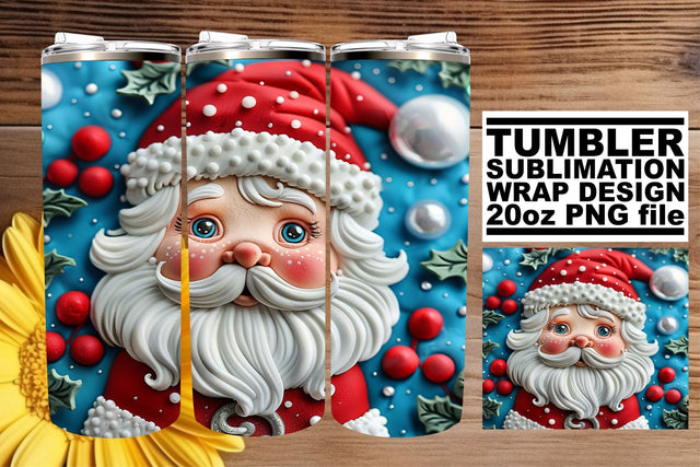 Winter 3D Santa Tumbler Wrap | 20oz Christmas Design Sublimation afrosvg 