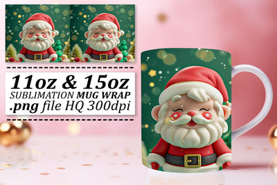 Winter 3D Santa Wrap 11oz 15oz Christmas Mug Design Sublimation afrosvg 