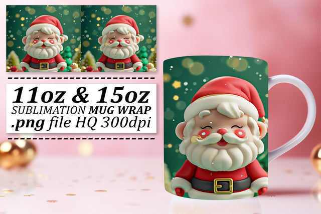 Winter 3D Santa Wrap 11oz 15oz Christmas Mug Design Sublimation afrosvg 