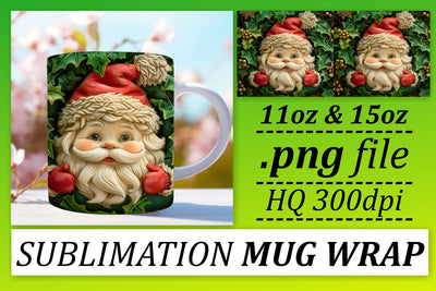 Winter 3D Santa Wrap 11oz 15oz Christmas Mug Sublimation afrosvg 