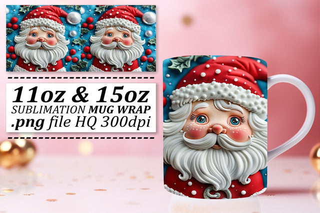 Winter 3D Santa Wrap 11oz 15oz Mug Christmas Design Sublimation afrosvg 